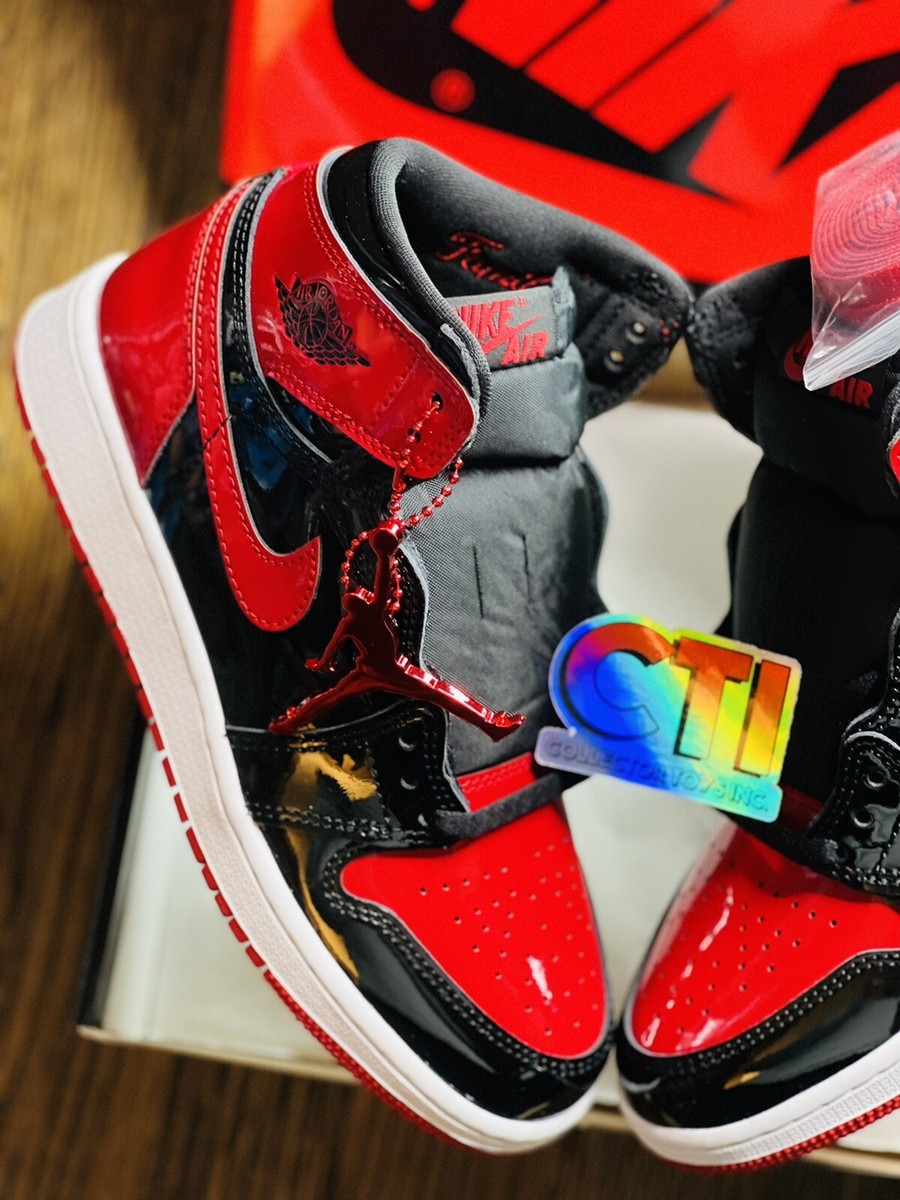🔥 AIR JORDAN 1 RETRO HIGH OG AJ1 GS - SIZE 5Y - PATENT BRED