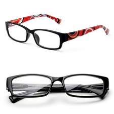 Print temple style w/ Rectangular Frame Reading Glasses w/ Spring Hinge Women