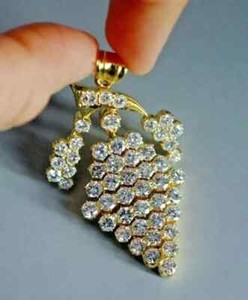 Authentic 2.10Ct Round Cut Real Moissanite Grapes Fruit Pendant 14k Yellow Gold Plated