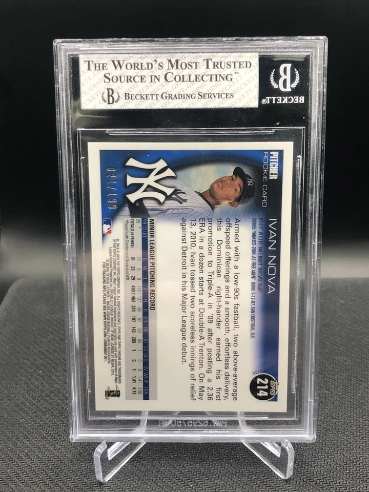 2010 Topps Chrome Ivan Nova Blue Refractor Rookie Card #214 Serial/199 BGS 7 NMT - Image 2 of 3