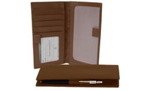 ILI Genuine Leather CHECKBOOK COVER - with RFB Card Slots and Pen Loop - TOFFEE