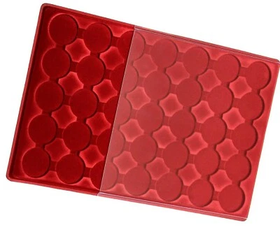 SCHULZ PO35 Red Coin Tray With 35 Compartments + Cover ø37mm Coin £2, 50p