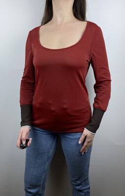 Prada Vintage Red Tab Long Sleeve Pullover Women's Top Size L