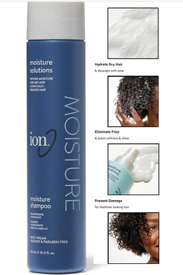 Ion Moisture Solution For Dry Hair Moisture Shampoo 10.5 oz Vegan Paraben Free