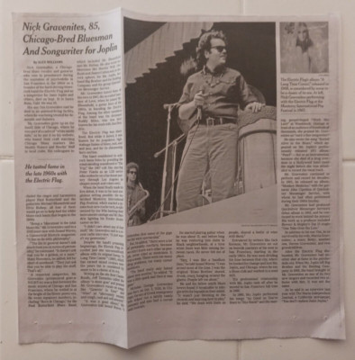 Nick Gravenites 85  Obituary New York Times Janis Joplin Electric Flag 1968