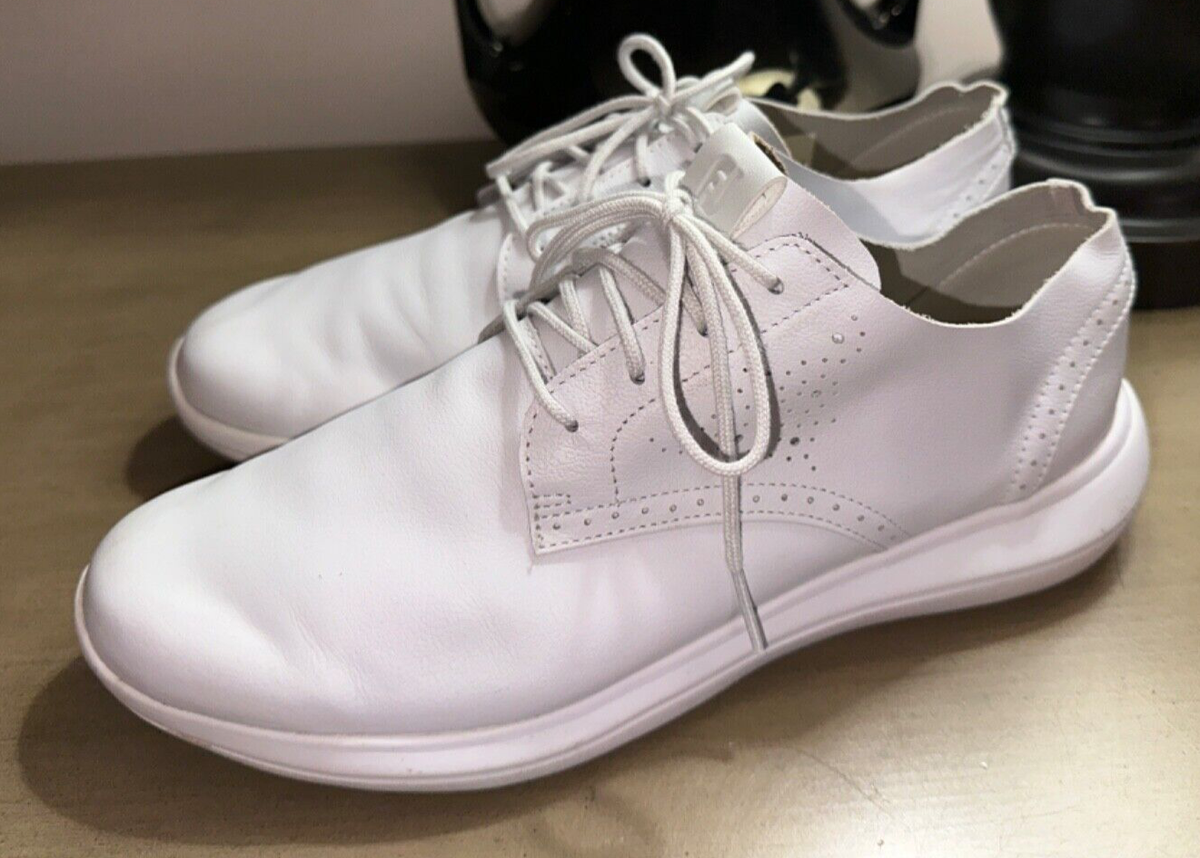 New FOOTJOY white leather sneakers oxfords spikeless golf 