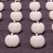 Vtg Dill Buttons White 14mm Lot 28 ct. Apples Plastic Shank Children Sewing