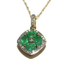 New 10k yellow gold .20ct SI2 H diamond Natural emerald pendant necklace 1.5g — photo 1