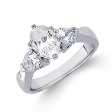 REDUCED PRICE GIA Certified Oval & Pear Cut Diamond Engagement Ring 1.60 CTW 18K