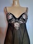 GILLIGAN O'MALLEY INTIMATES BLACK SHEER EMBROIDERD TOP CHEMISE BABY DOLL SZ 34B — photo 2