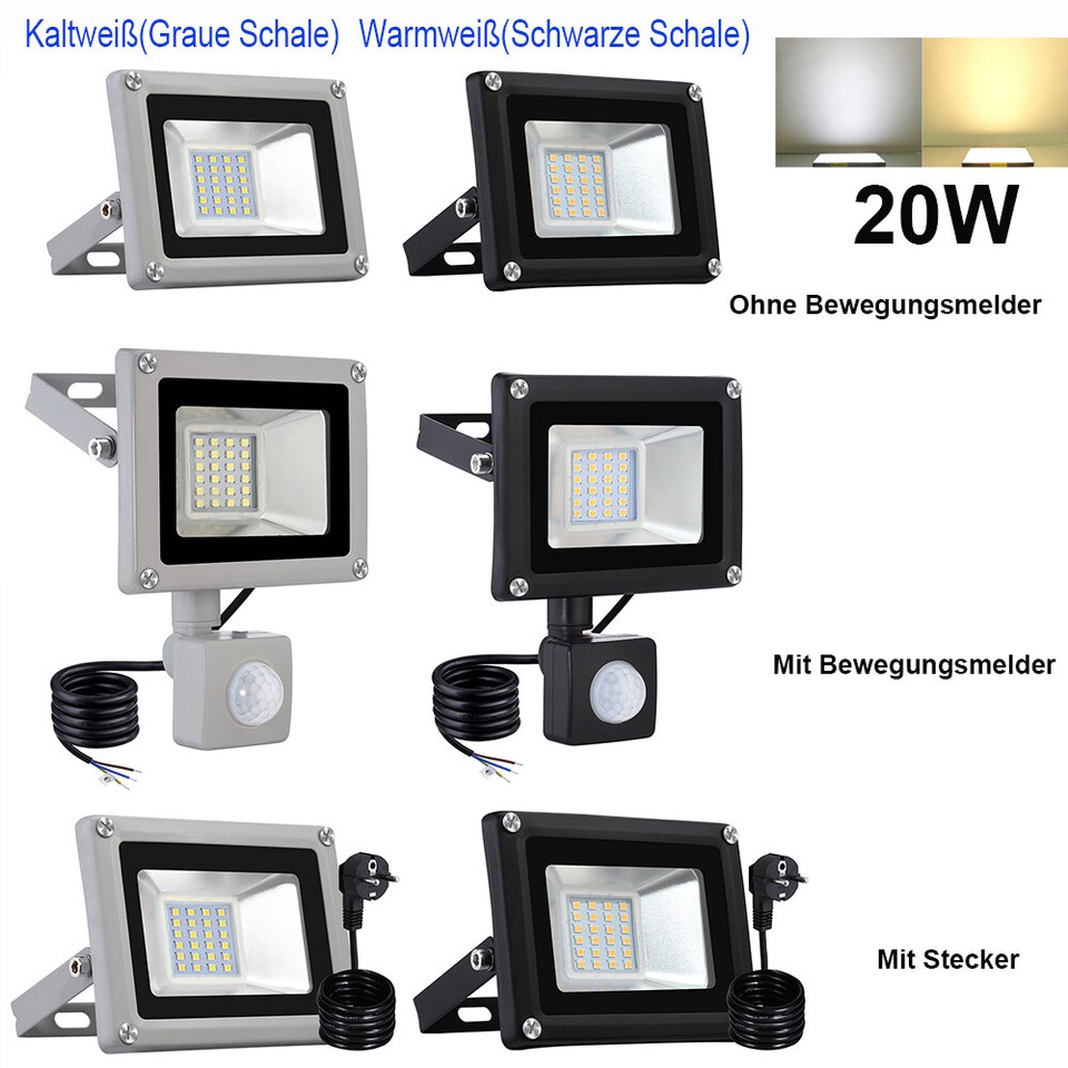 Lumare 50W LED Strahler Mit Bewegungsmelder Und Stecker | Außen- Und Innenlampe LED | IP65, 5000lm | Mini-Flutlichtlampe | Ersetzt Ca. 350W Glühlampen | In 3000K Warmweiß - Foto 10