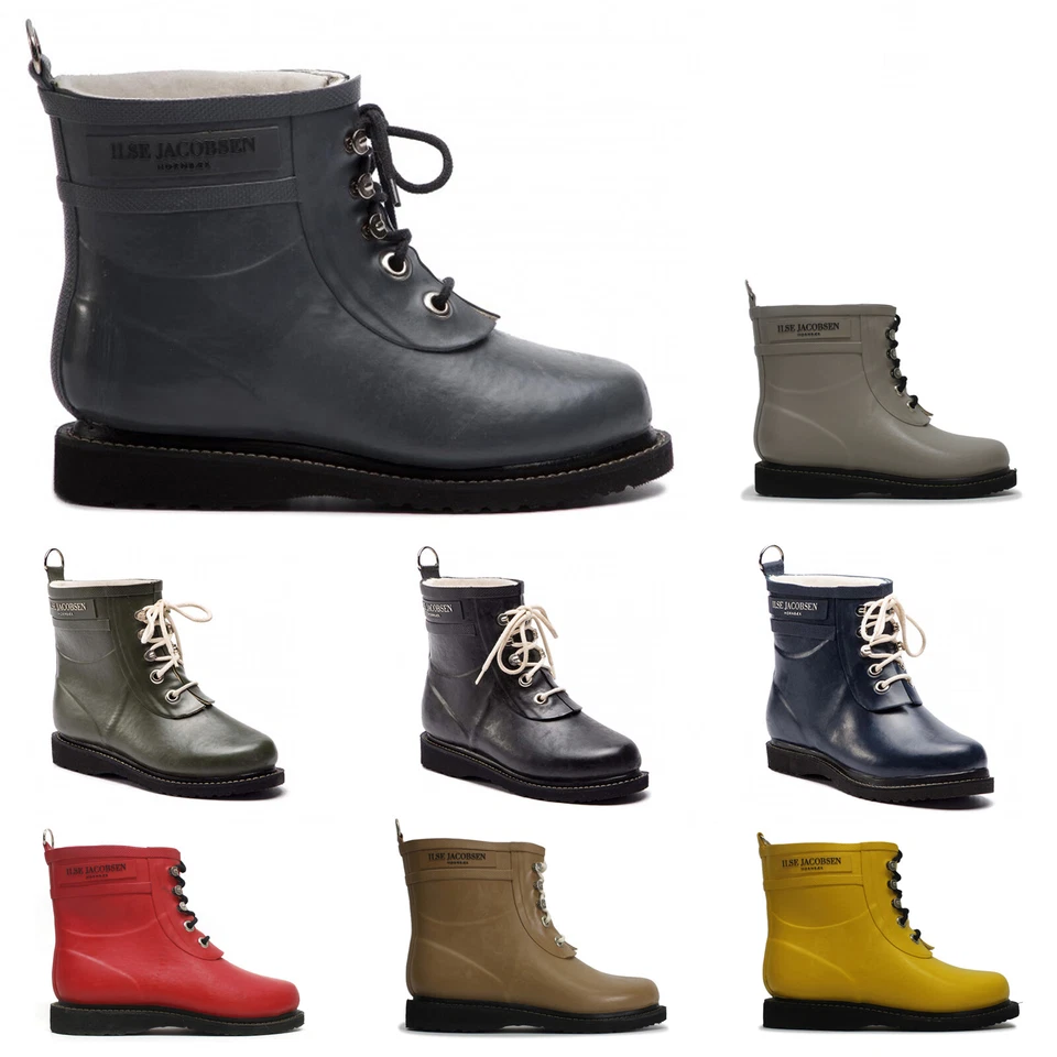 Ilse Jacobsen Womens Boots Rub2 Casual Lace-Up Ankle Wellington Rubber