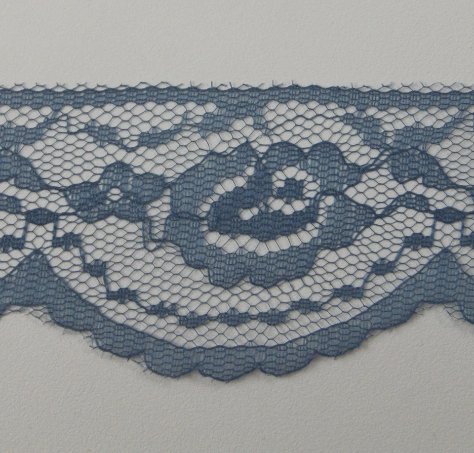 Pizarra de costura artesanal de encaje plano azul NUEVA 10 yardas de 2" de ancho con adornos de rosa hágalo usted mismo Foto 3 de 4