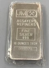 JM Refiners 10 Troy Ounces 999 Fine Silver Bar 099078 sealed in plastic L24118