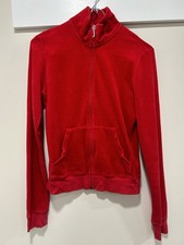 Vintage Y2K Juicy Couture Velour Track Jacket Red Full Zip Classic Millennial