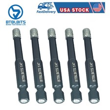 5p Diamond Dry Core Tip Drill Bits Set 1/4" Glass Porcelain Granite Marble Tile