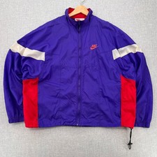 VTG 90s Nike Windbreaker Jacket Men XL Purple Red Colorblock Retro Gray Label