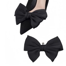 Shoe Clips for women Elegant Bow Detachable Universal sizing, Black