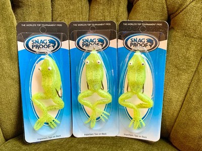 Snag Proof Cast Frog Chartreuse Topwater Tournament Frog Lot of Three