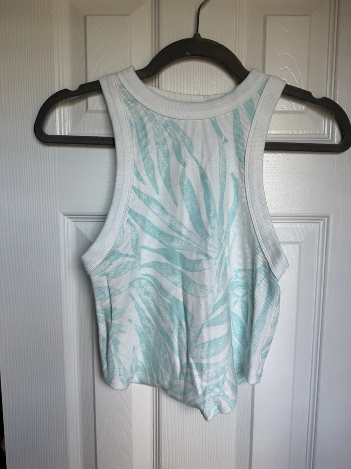 Blusa FREE PEOPLE MOVEMENT tanque ao ar livre floral branca azul sem costas tamanho XS - Imagem 2 de 4