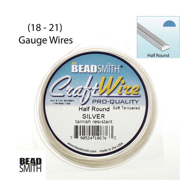 Beadsmith Half-Round Silver Plated Craft Wire  Tarnish Resistant | 18 & 21 Gauge