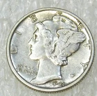 1944-D MERCURY Dime AU Bright Luster in saflip #E331
