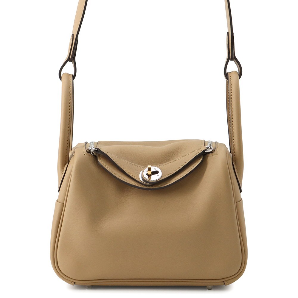 HERMES Lindy Size Mini Swift Leather Poussiere