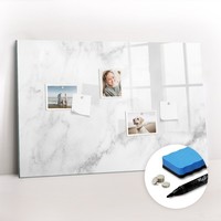 Glas Magnettafel Rahmenlos Mit Magneten Marker Schwamm BüRo Marmor 90X60 Cm
