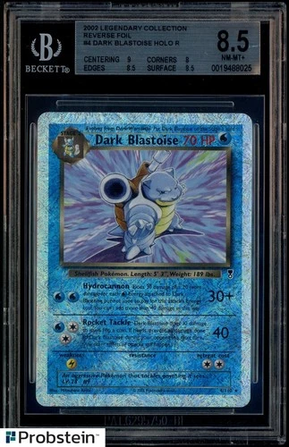 2002 Pokemon Legendary Collection #4 Dark Blastoise Reverse Foil BGS 8.5 w/ 9