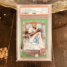 2025 Bowman Chrome Jackson Humphries green shimmer prospect autograph /99 PSA 10