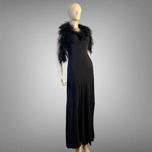 Maxi abito da sera Versace Versus raro 1990VTG nero lurex glitter taglia 46IT L