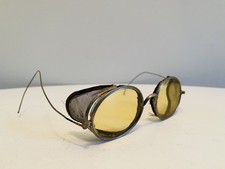 Vintage Safety Welding Goggles Silver Frames w/ Yellow Lenses Steampunk Glasses