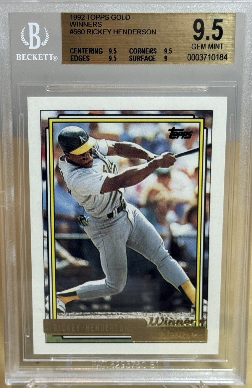 RICKEY HENDERSON  * BGS 9.5 * POP 1 *  1992 TOPPS *  GOLD WINNERS  *  CARD #560