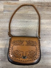 Tooled Leather Shoulder Bag Womens Tan Brown Western Floral Boho Purse