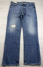Abercrombie & Fitch Horton Jeans Straight Button Fly Factory Distressed 34x32 Abercrombie & Fitch Horton Jeans Straight Button Fly Factory Distressed 34x32