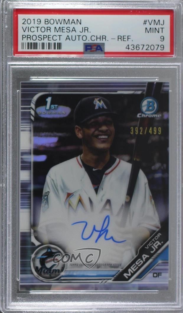 2019 Bowman Chrome Prospect Refractor 392/499 Victor Mesa Jr PSA 9 MINT Auto 1q7