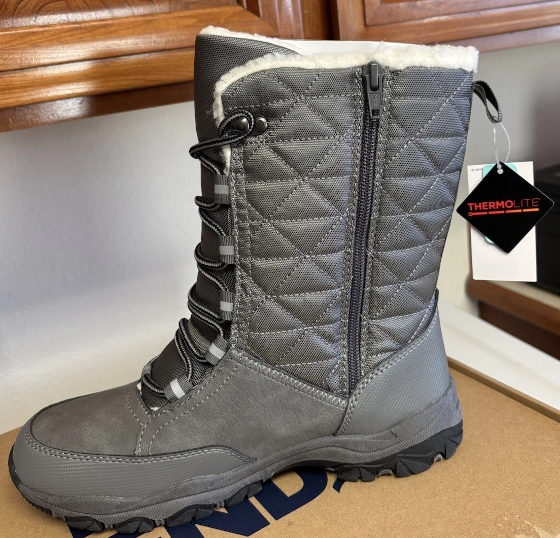 Lands\' End‎ Men\'s Waterproof Hiking Boots 6.5 Navy Gray Black Pre-Owned Lands main image 3