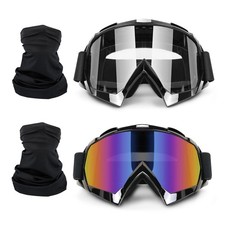 Motorcycle Goggles 2 Pack with Neck Breathable Bandana Mask  ATV Dirt Bike M...