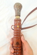 22" Solid Brass Shoe Horn Long Handle Wood Leather Handmade Dressing Aid