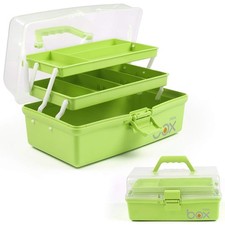 12in 3-Layer Portable Craft/Tool Storage w/Handle, Adj Dividers Multi-Use