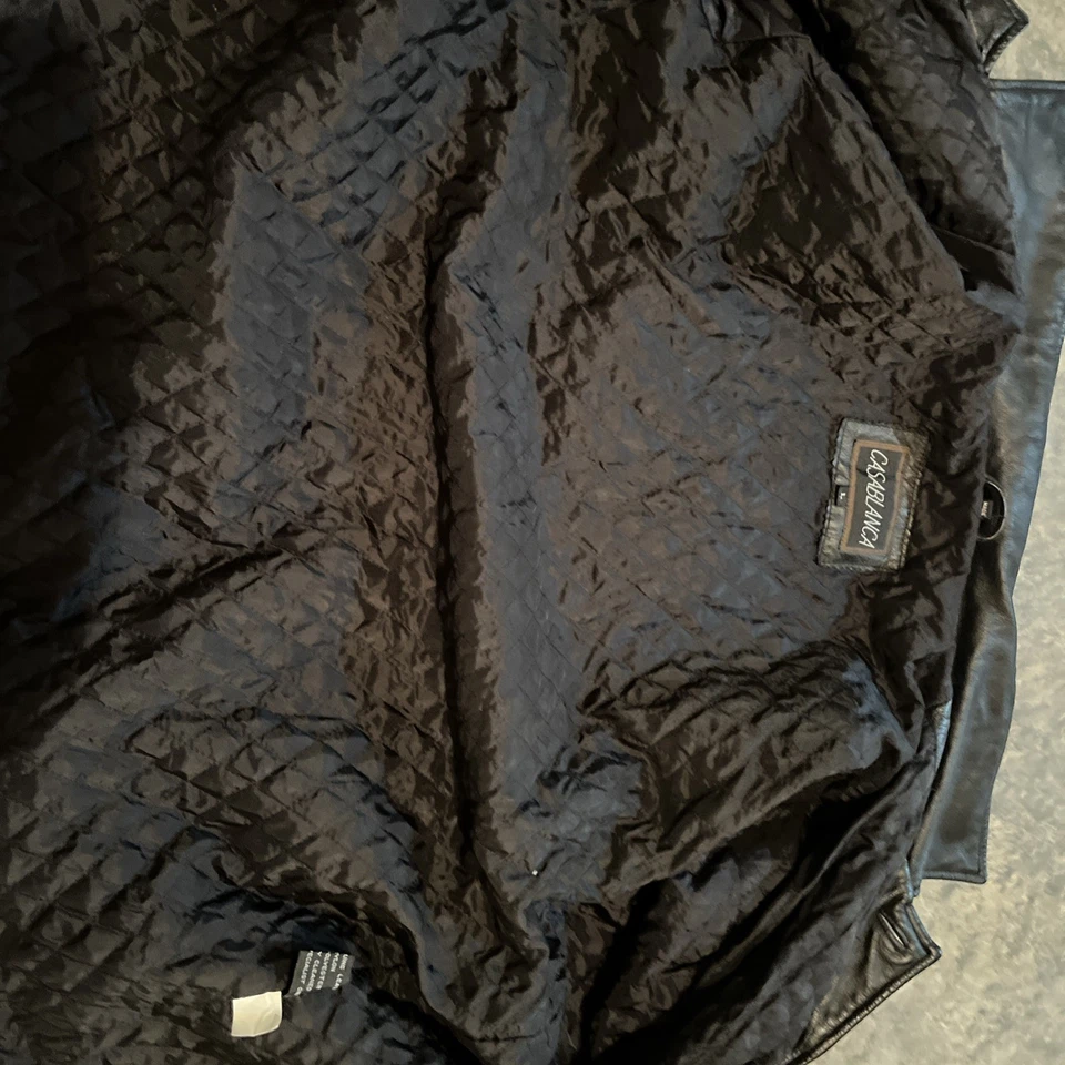 Abrigo Chaqueta De Cuero De Colección Casablanca Cuero Negro Botón Para Hombre Grande Foto 2 de 4