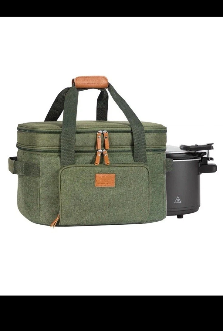 FUN ELEMENTS Double Layer Slow Cooker Carrying Bag for 6-8 Quart Oval CrockPo...