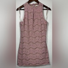 Love Fire Mock Neck Blush Lace Nude Lined Mini Dress Size Medium