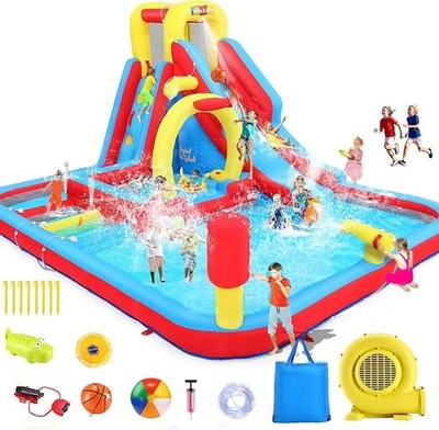 Inflatable Bounce House  Inflatable Water Slide Obstacle Course for Backyard~