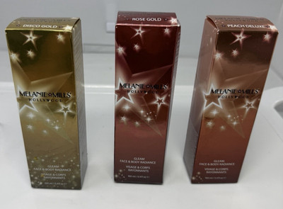 Melanie Mills Hollywood Gleam Body Radiance Disco Rose Gold Peach Deluxe 3.4 oz