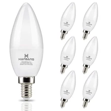 E12 Candelabra LED Bulbs 4000K Daylight Ceiling Fan Light Bulb 6W, 60W Equiva...