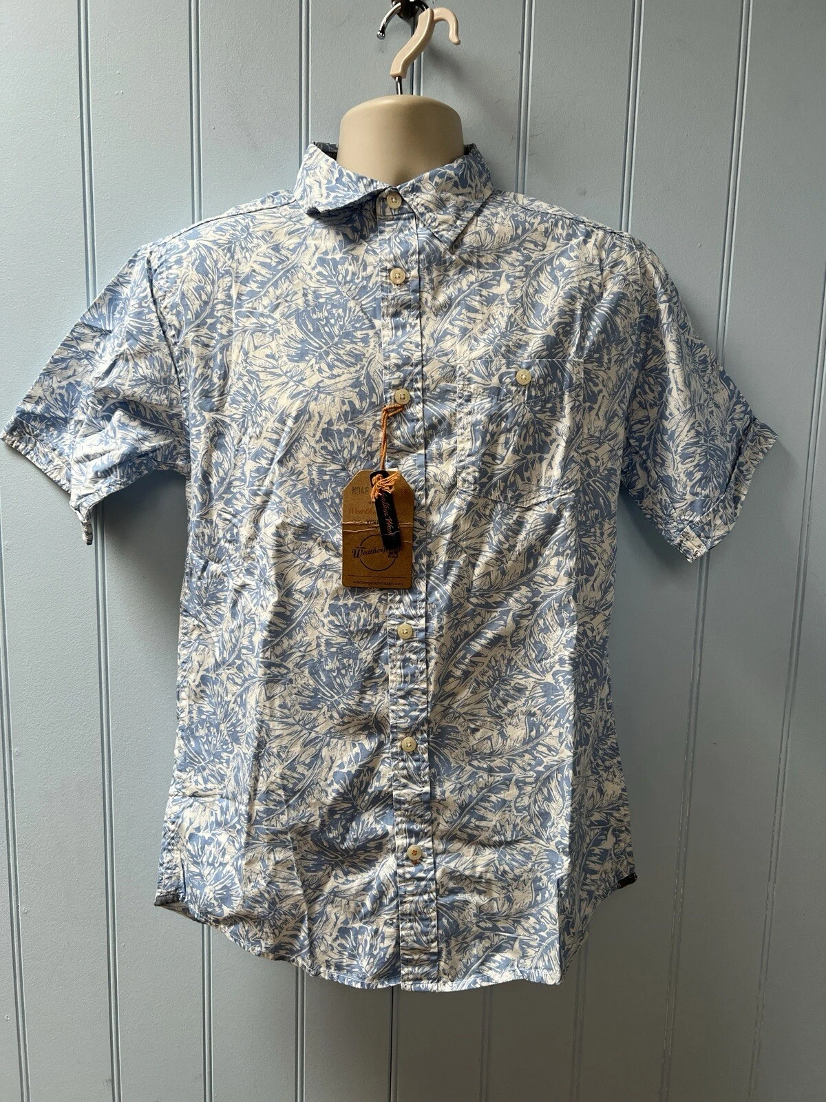Original Weatherproof Short Sleeve Blue Button Down Men’s Shirt Size S