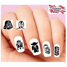 Waterslide Nail Decals Art Set of 20 - Star Wars Silhouette Assorted
