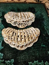 Rare Vintage MUSI Aurora Borealis Crystal Rhinestone Shoe Clips 2.5" X 1.25 165