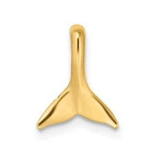 14k Yellow Gold Mini Whale Tail Chain Slide Pendant 0.47gm L-11.9mm, W-9.3mm
